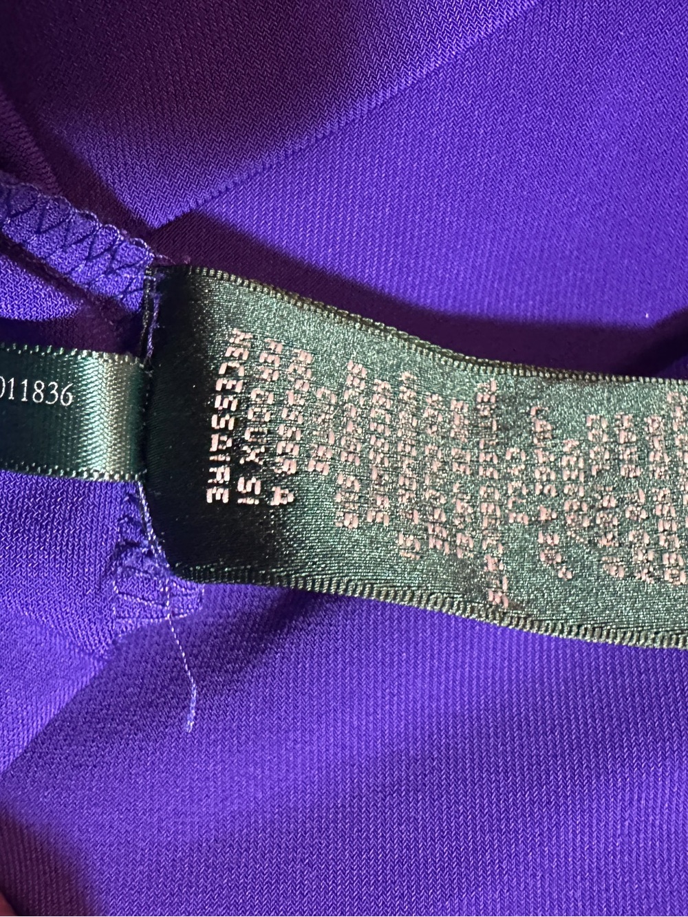 Lauren Ralph Lauren Dress 8 Purple Ruched Draped V Neck 3/4 Sleeve Stretch - Picture 10 of 10